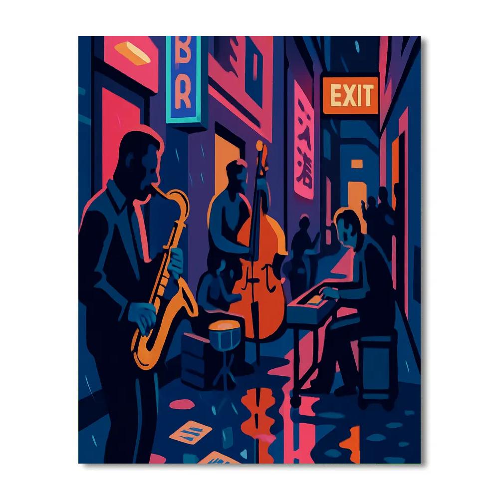 Neon Alleyway Jazz Serenade Paint by numbers art