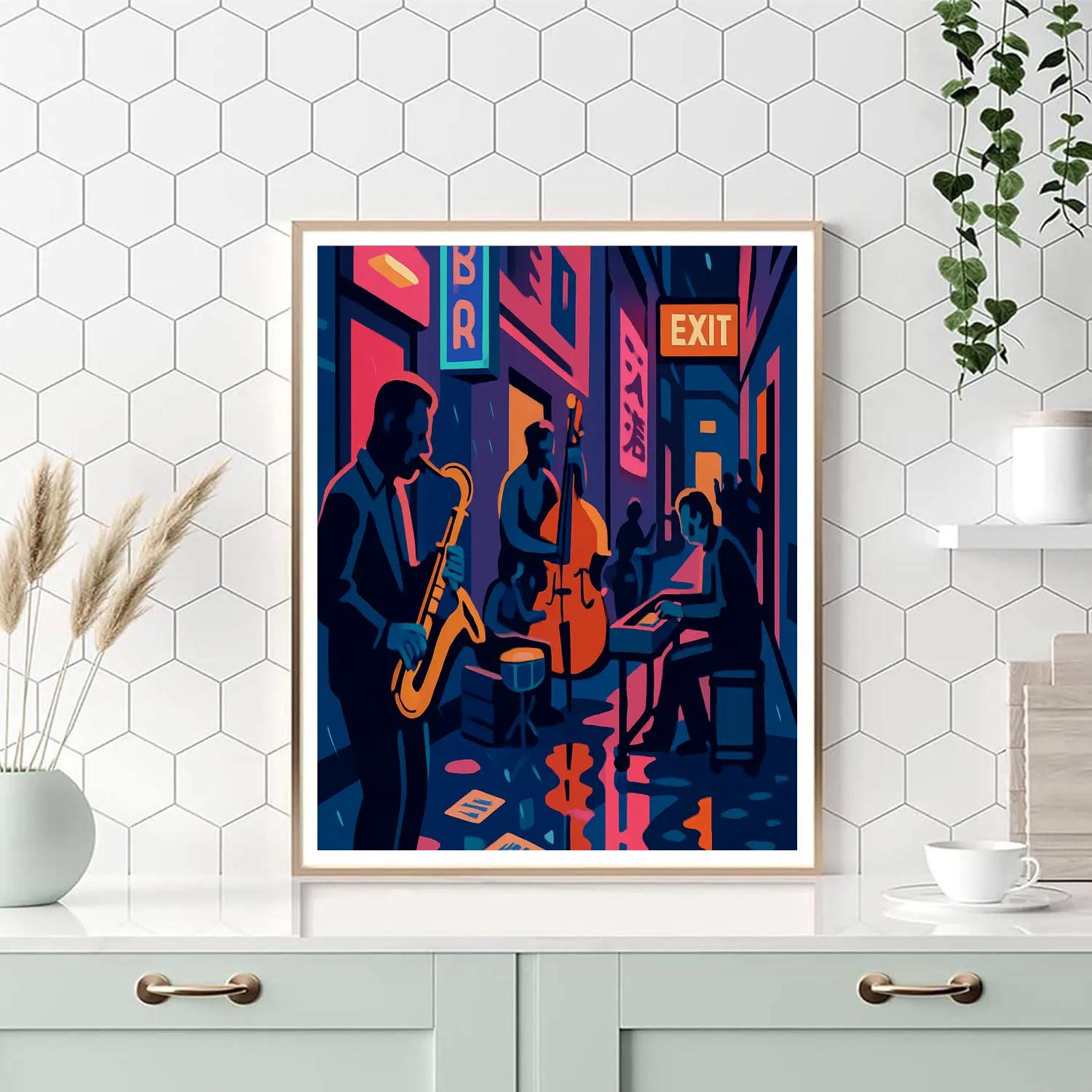 Neon Alleyway Jazz Serenade Paint by numbers art
