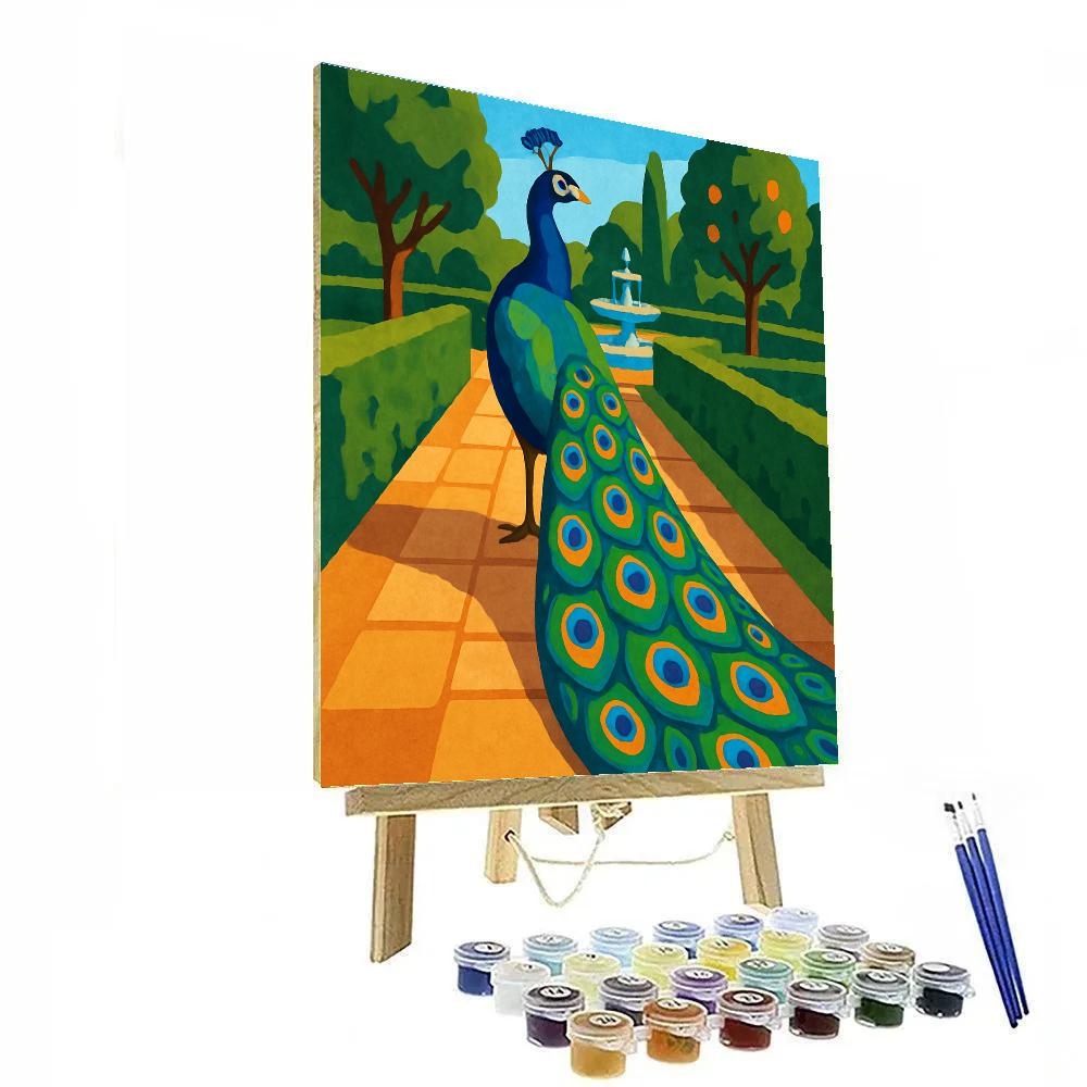 Mosaic Garden With Peacock Radiance paint by number