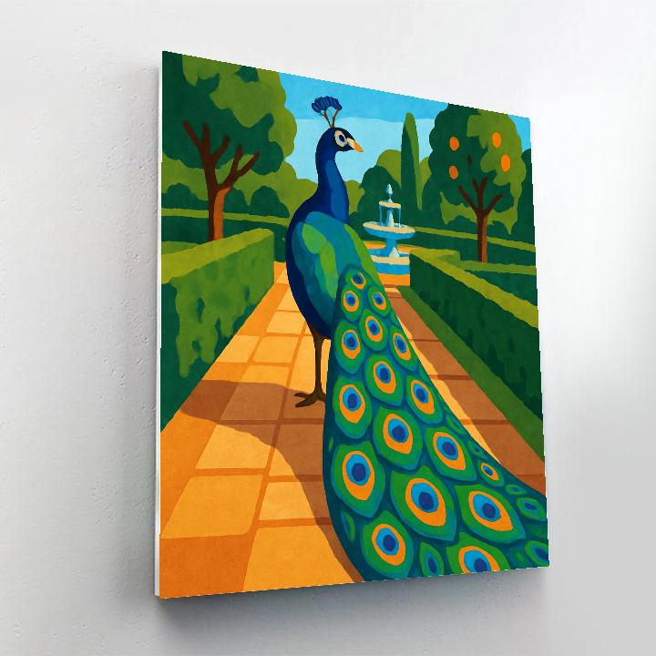 Mosaic Garden With Peacock Radiance paint by number
