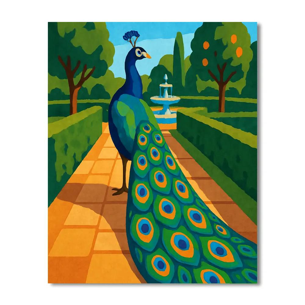 Mosaic Garden With Peacock Radiance paint by number