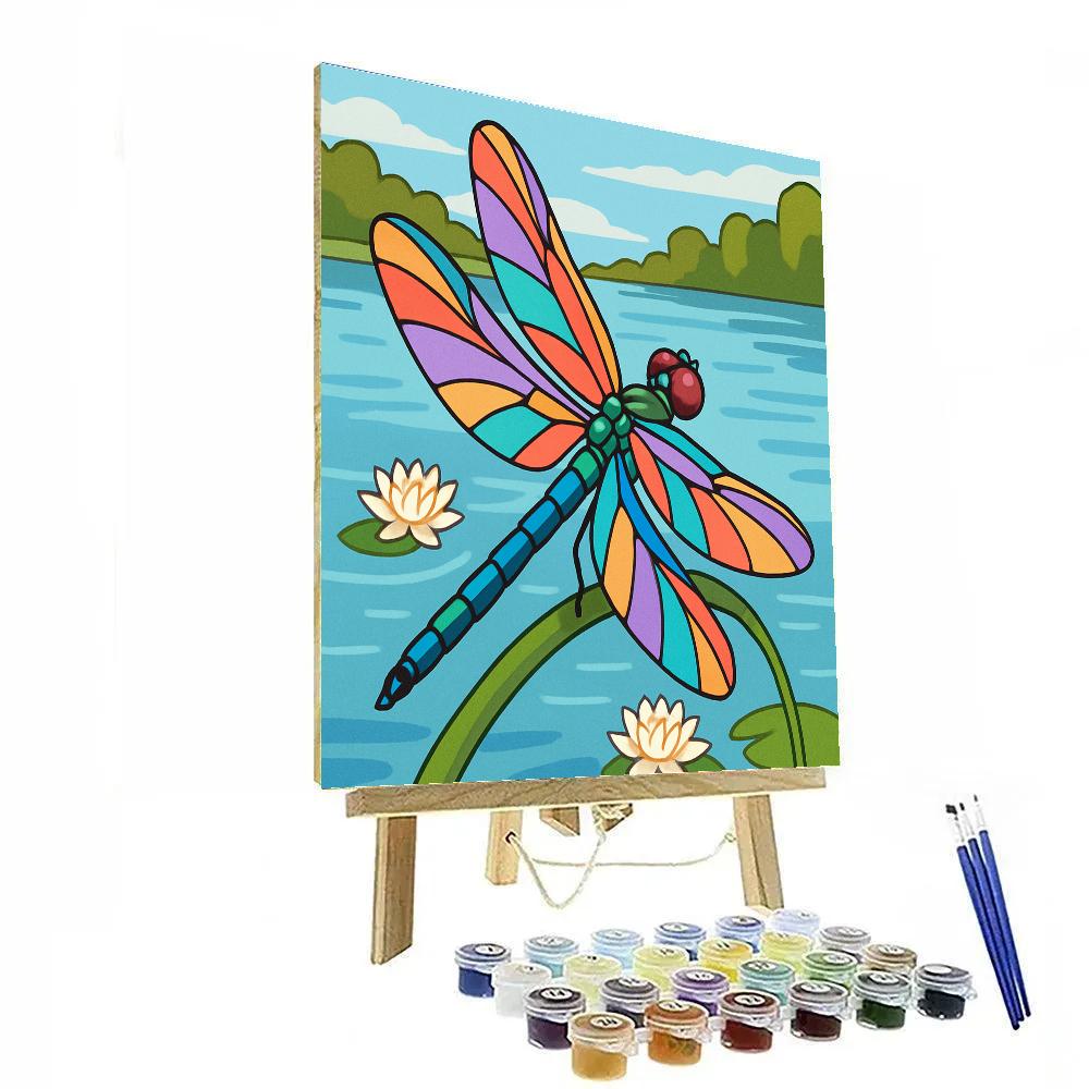 Dragonfly With Prism Wing Refractions paint by color