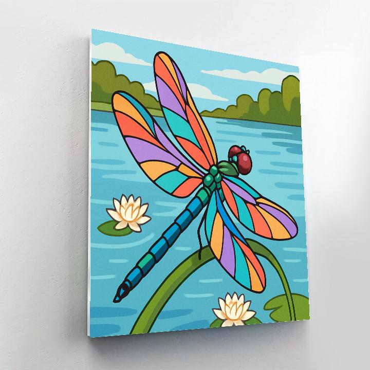 Dragonfly With Prism Wing Refractions paint by color