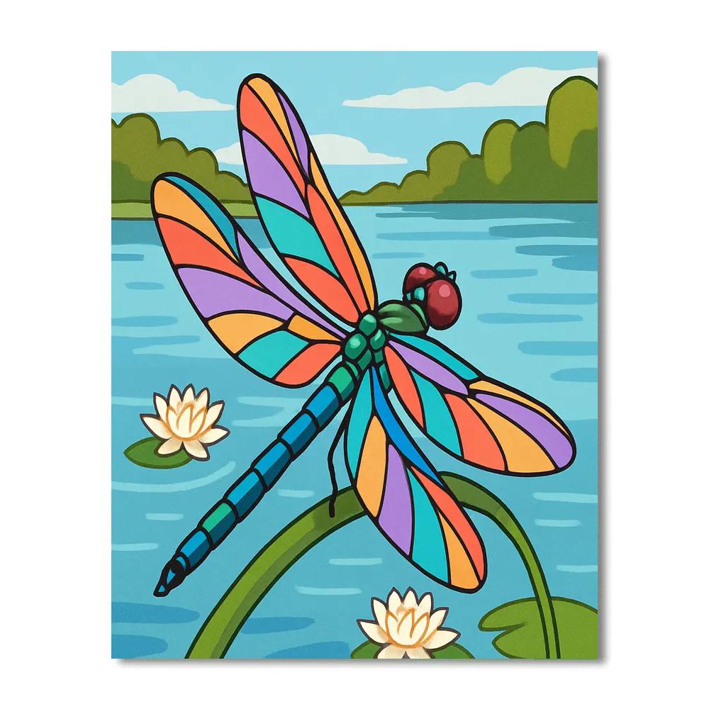 Dragonfly With Prism Wing Refractions paint by color