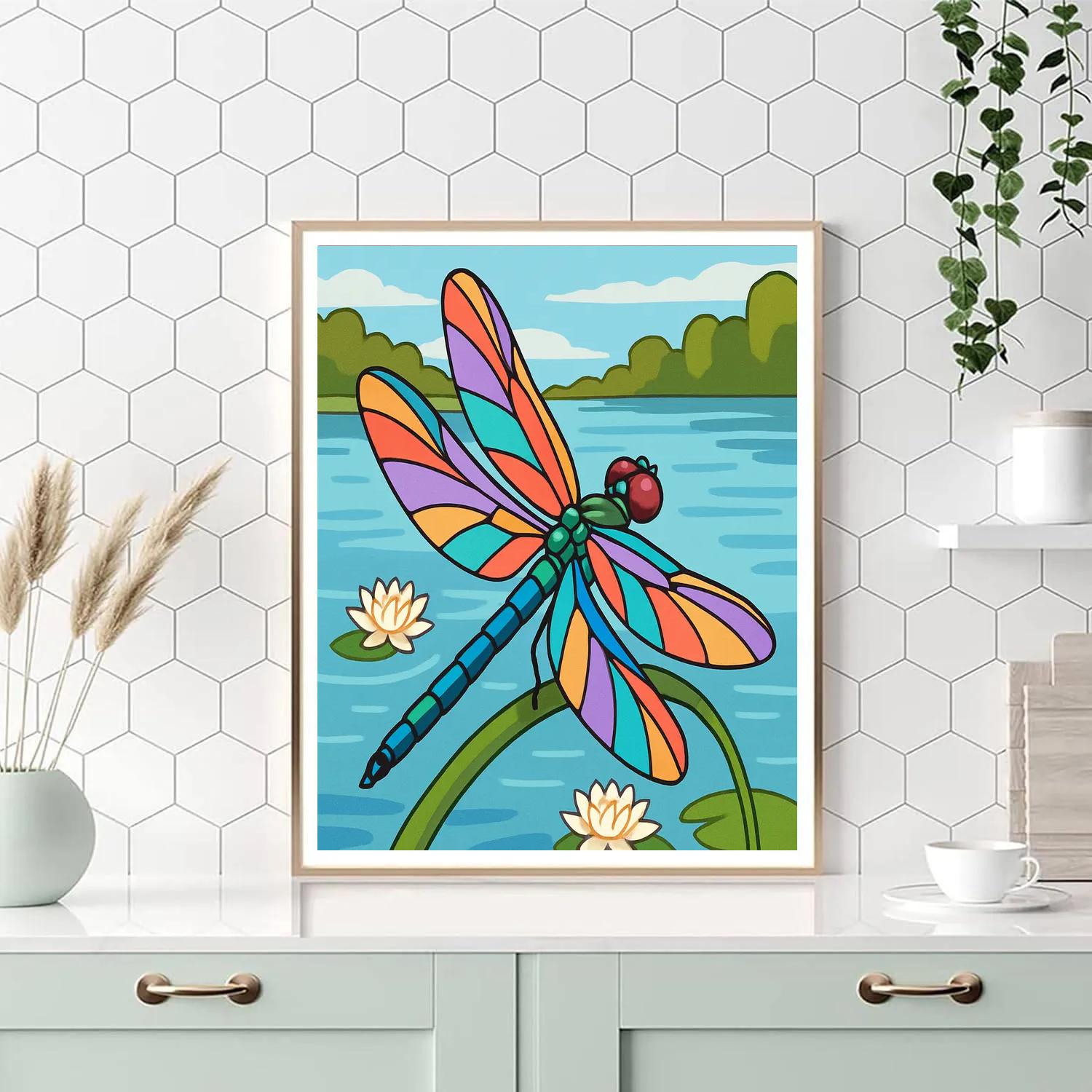 Dragonfly With Prism Wing Refractions paint by color