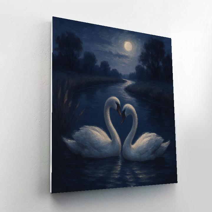 Moonlit Swans On The Quiet Canal Bend Painting by numbers kit