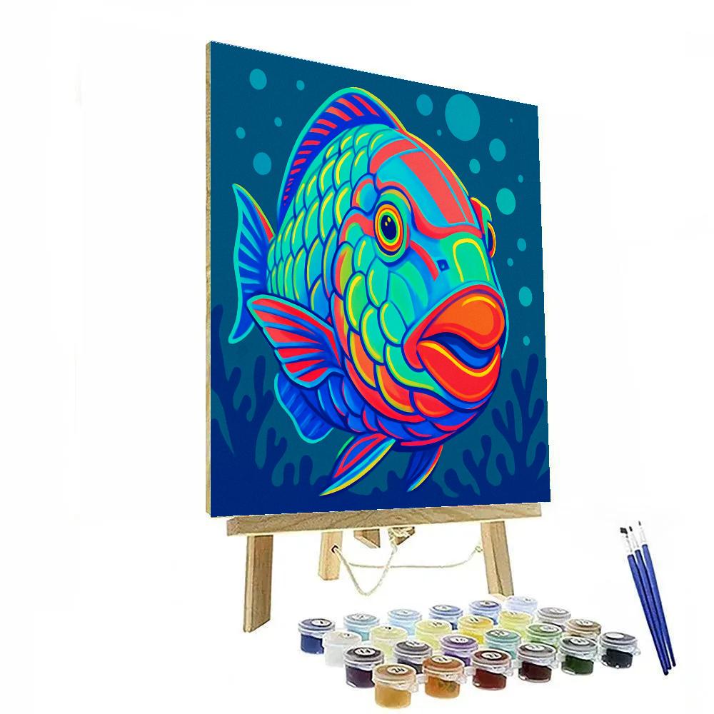 Neon Reef Parrotfish Mask Paint by numbers kits