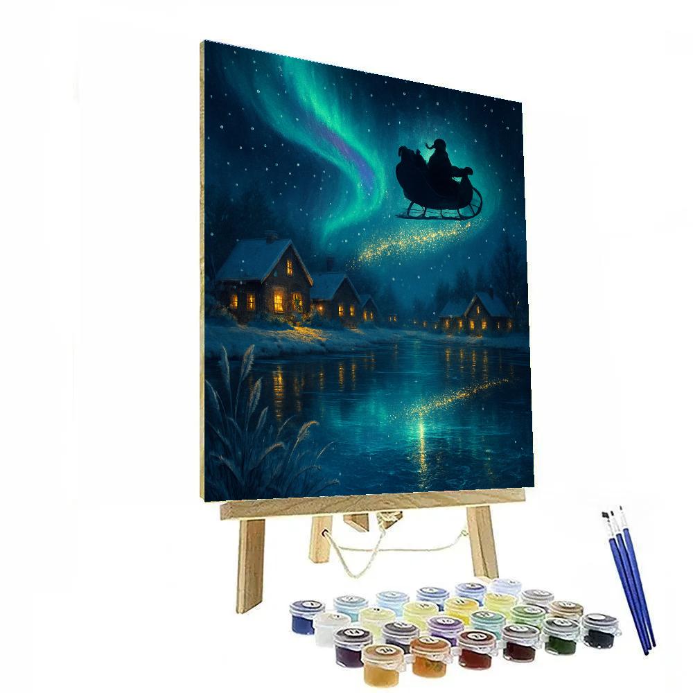Sleighride Over River Ice Mirrors Painting by numbers kit
