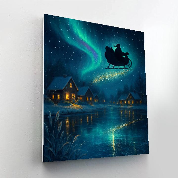 Sleighride Over River Ice Mirrors Painting by numbers kit