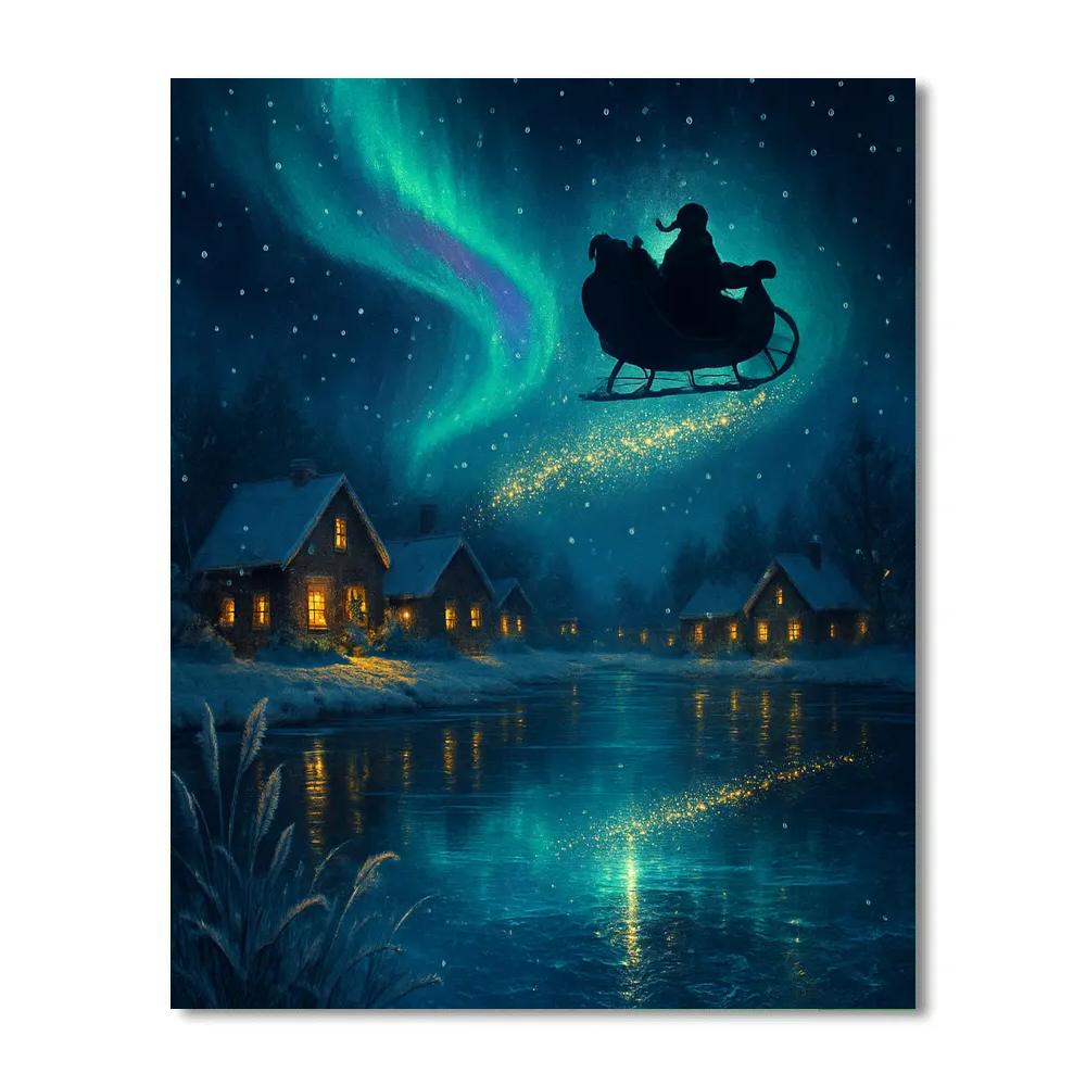 Sleighride Over River Ice Mirrors Painting by numbers kit