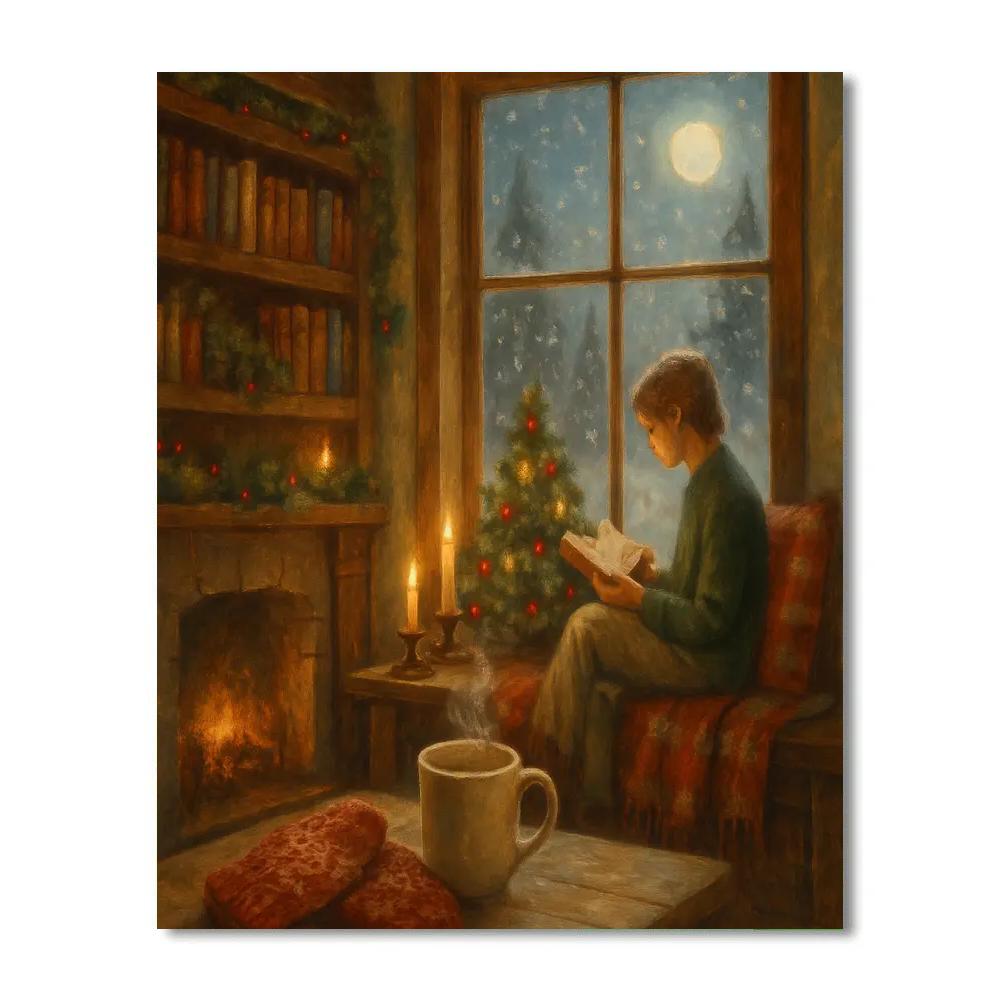 Winter Library Reading Nook Window paint by color