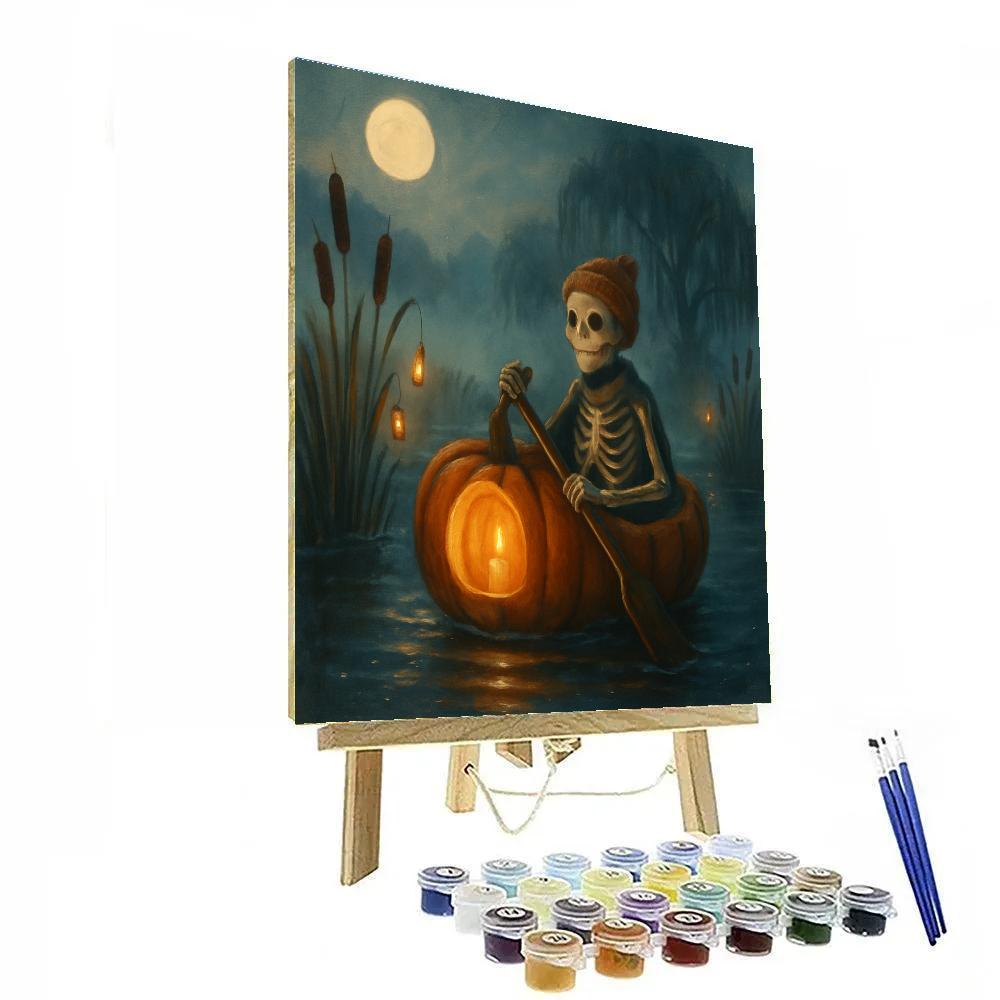 Pumpkin Boat Ride Through A Quiet Foggy Marsh Numbered painting kits