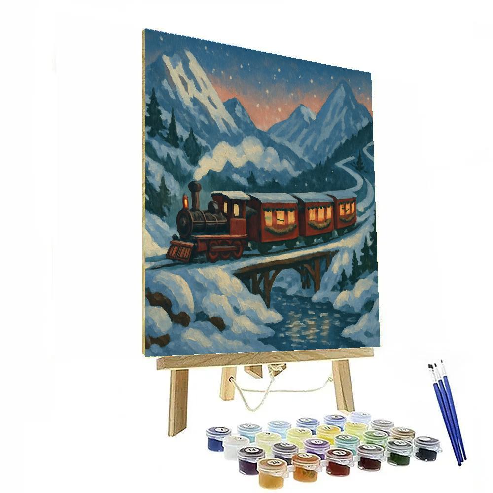 Mountain Train Of Holiday Lanterns DIY paint by numbers