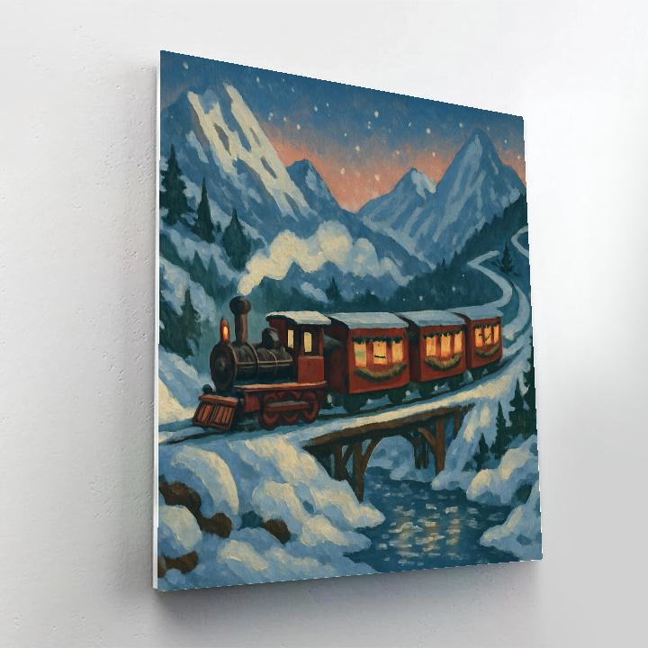 Mountain Train Of Holiday Lanterns DIY paint by numbers
