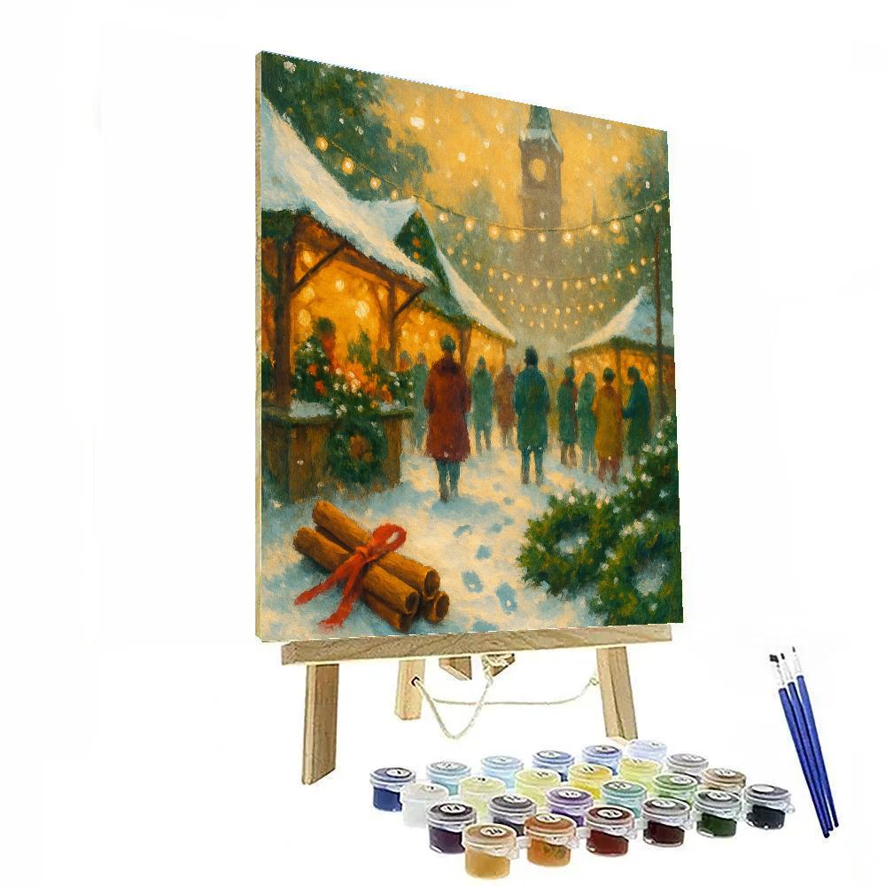 Festival Market Under Snowy Canopies DIY paint by numbers
