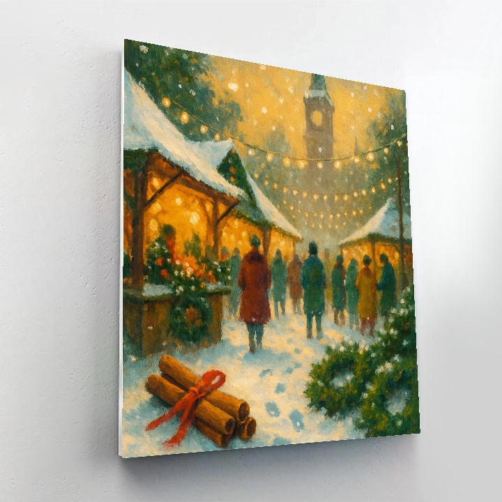 Festival Market Under Snowy Canopies DIY paint by numbers