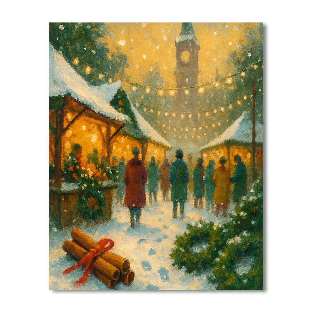 Festival Market Under Snowy Canopies DIY paint by numbers