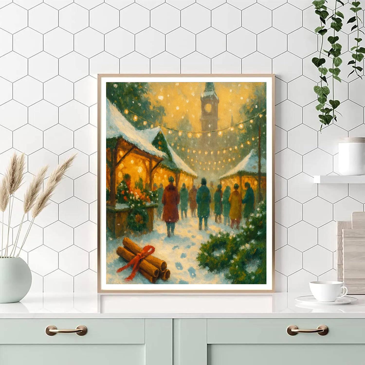 Festival Market Under Snowy Canopies DIY paint by numbers