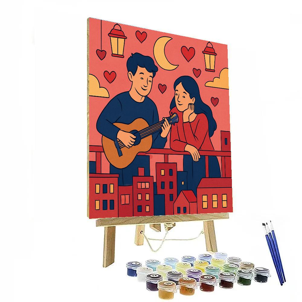 Valentines Day Starlit Rooftop Serenade Paint by numbers kits