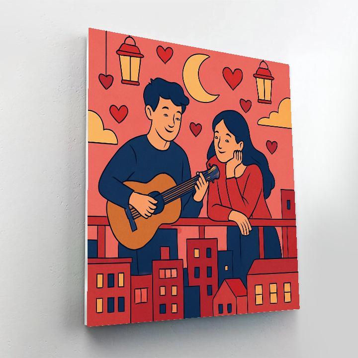 Valentines Day Starlit Rooftop Serenade Paint by numbers kits