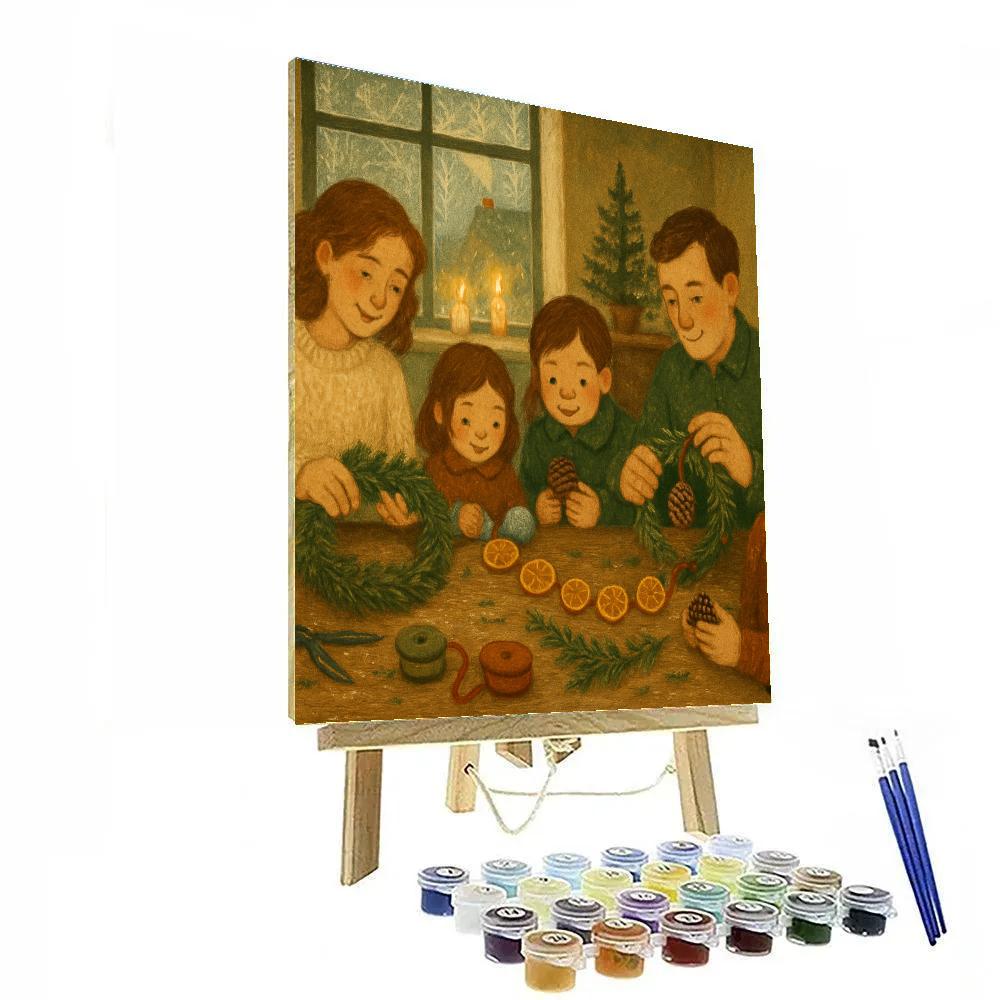 Candlelit Window Wreath Workshop DIY paint by numbers