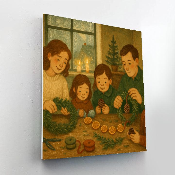 Candlelit Window Wreath Workshop DIY paint by numbers