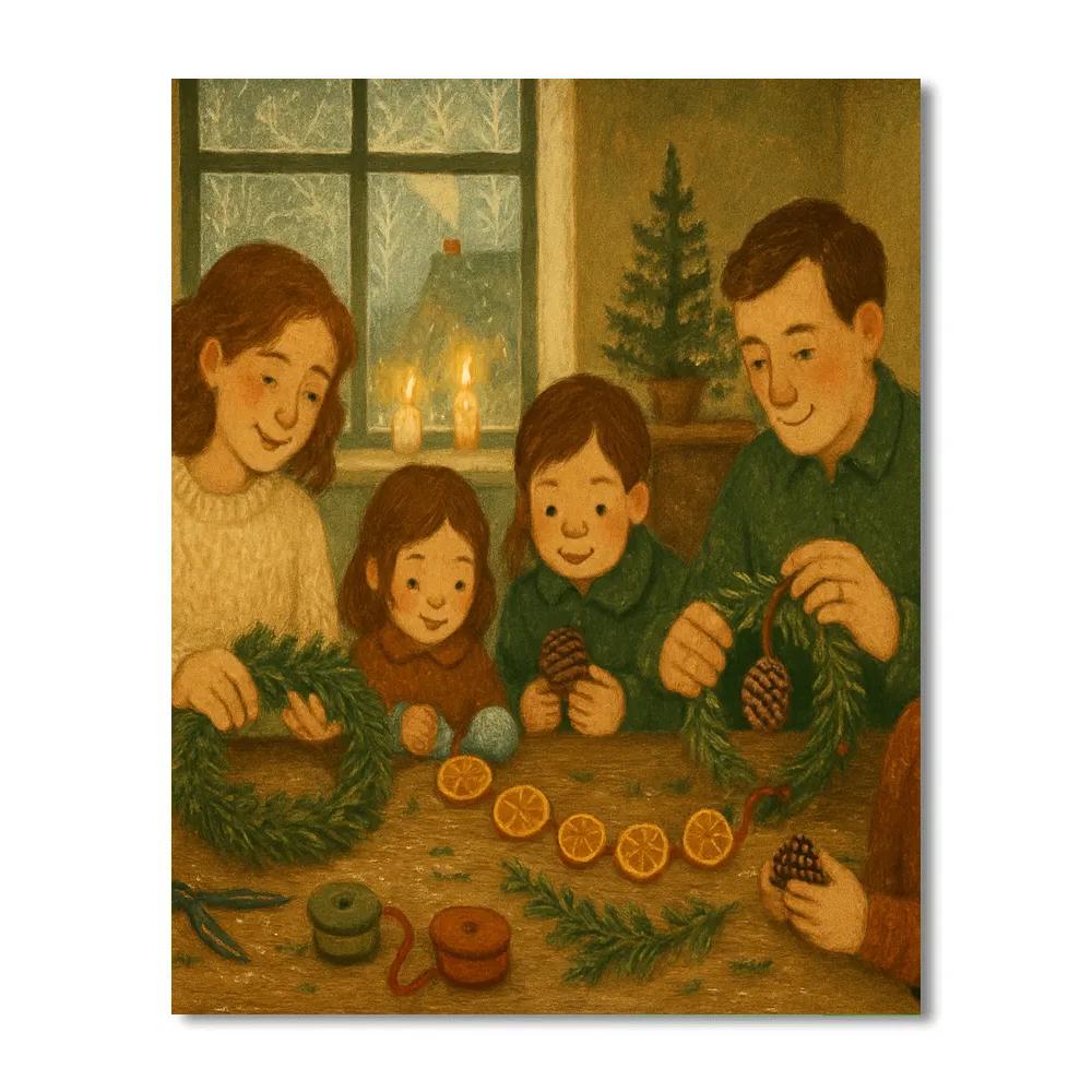 Candlelit Window Wreath Workshop DIY paint by numbers