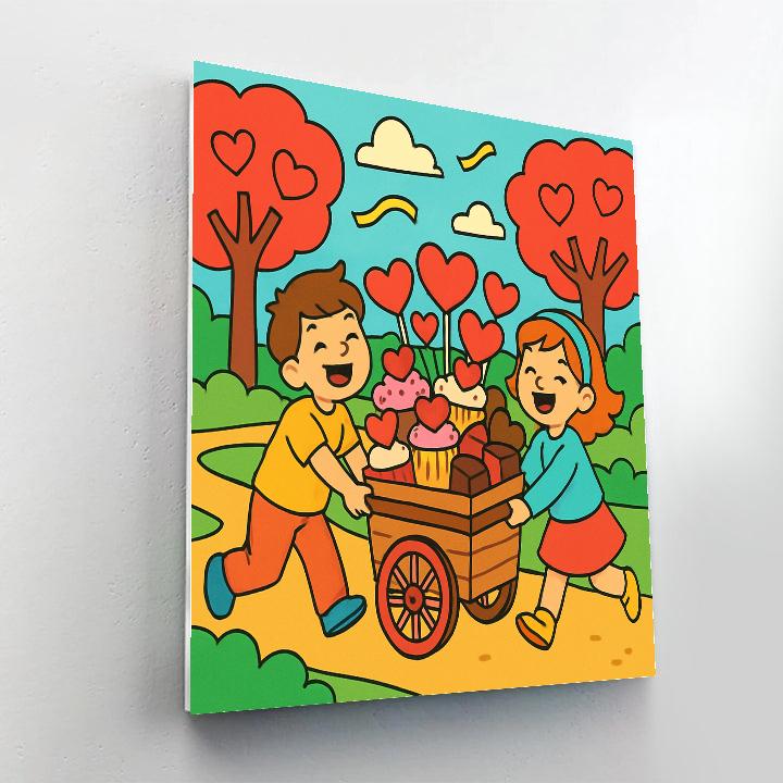 Candy Cart Adventure With Valentines Day Treats Number painting