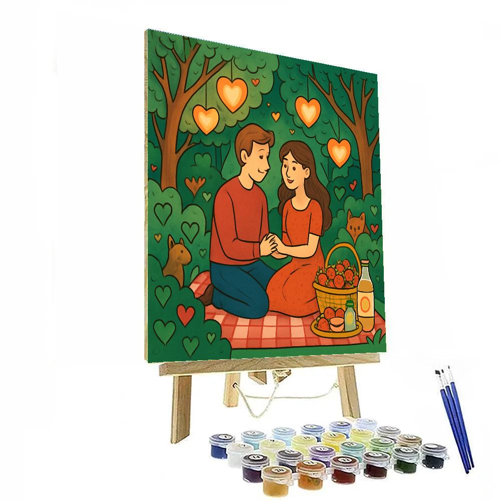 Enchanted Forest Valentines Day Picnic DIY paint by numbers