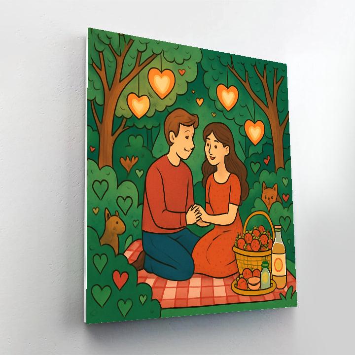 Enchanted Forest Valentines Day Picnic DIY paint by numbers