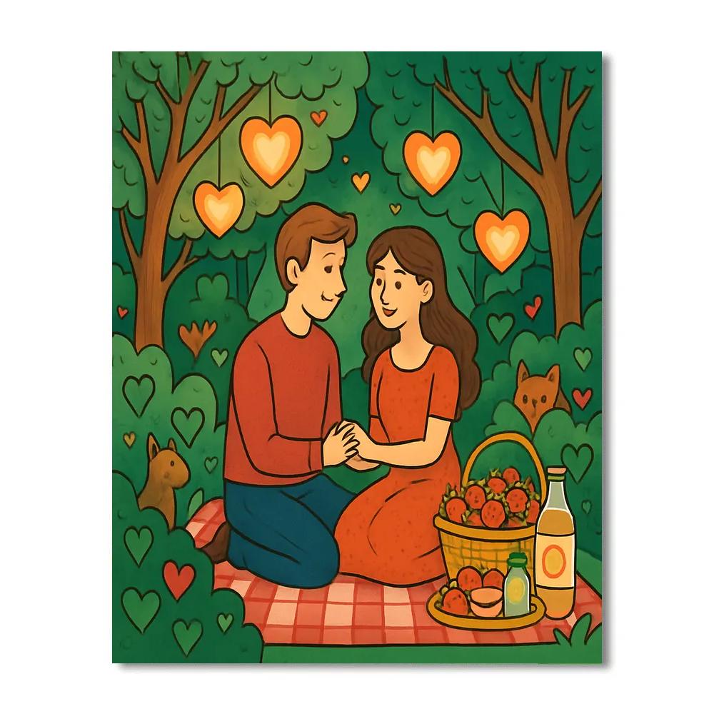 Enchanted Forest Valentines Day Picnic DIY paint by numbers