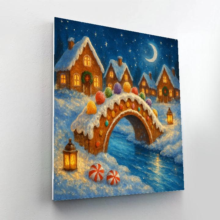 Gingerbread Bridge Over Sparkling Creek Number painting