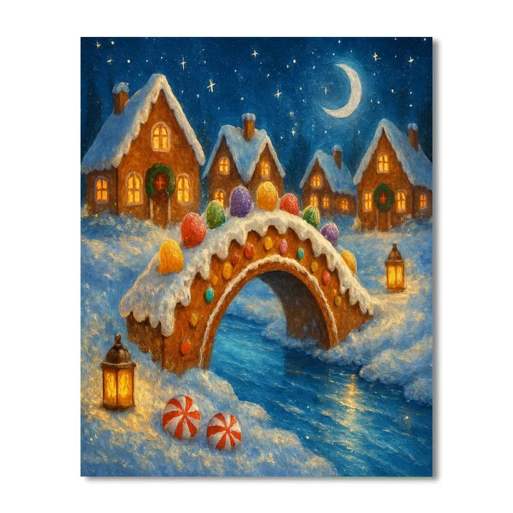 Gingerbread Bridge Over Sparkling Creek Number painting