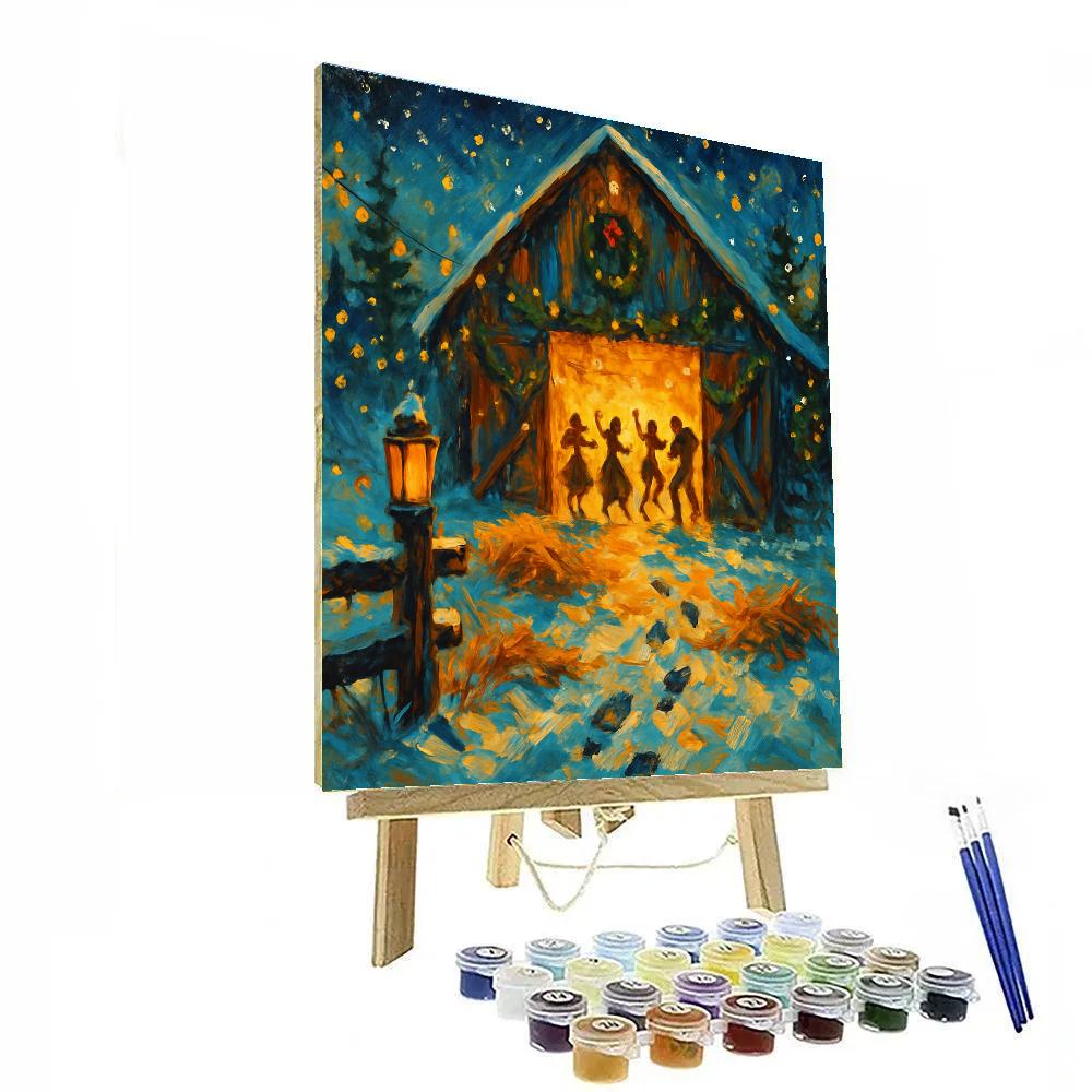 Snowy Barn Dance With Firefly Lights DIY paint by numbers