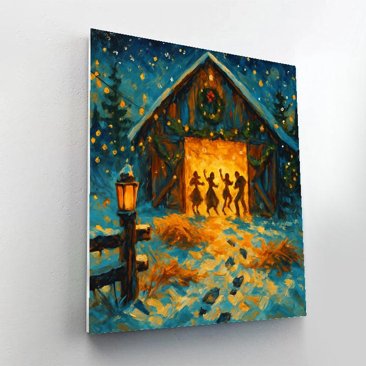 Snowy Barn Dance With Firefly Lights DIY paint by numbers