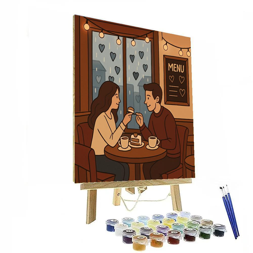 Cafe Window Rainy Valentines Day Afternoon paint by numbers