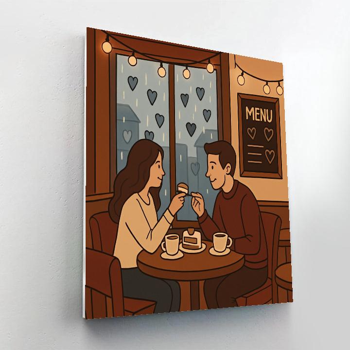 Cafe Window Rainy Valentines Day Afternoon paint by numbers