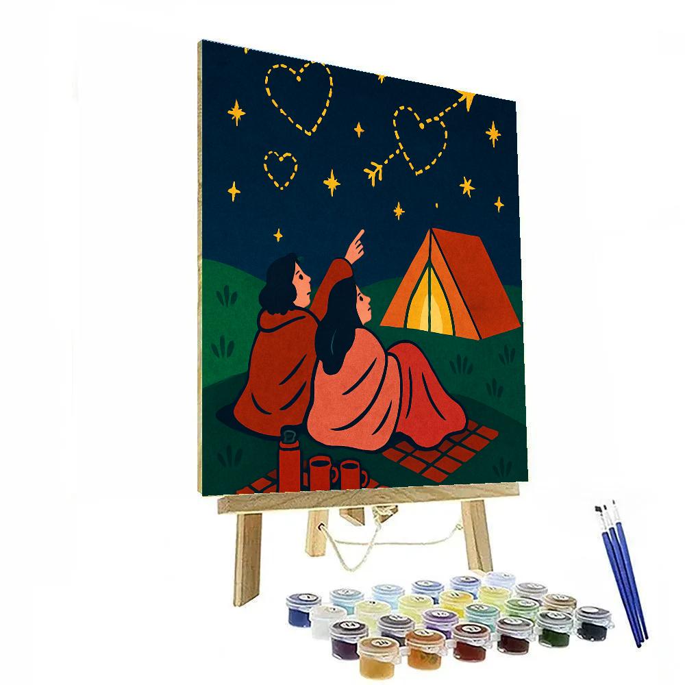 Valentines Day Stargazer Hilltop Campout painting number kit