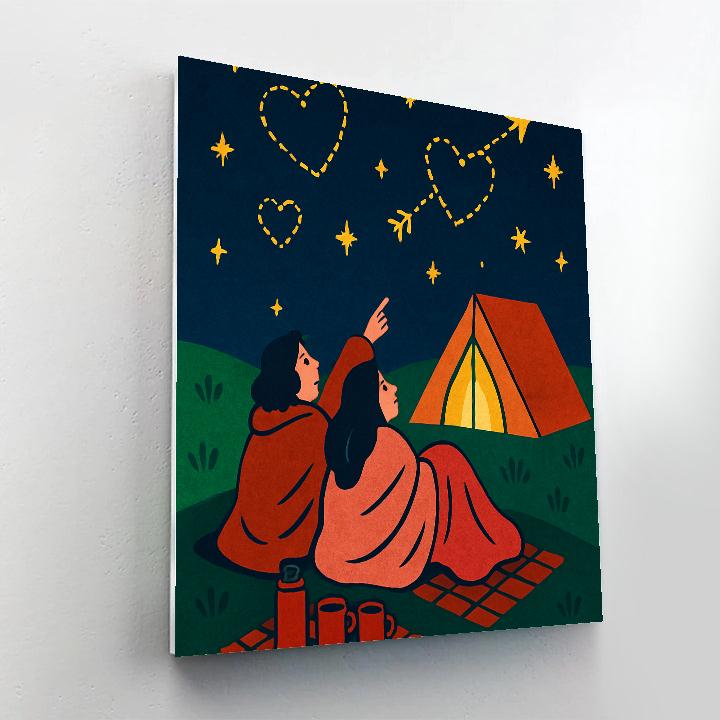 Valentines Day Stargazer Hilltop Campout painting number kit