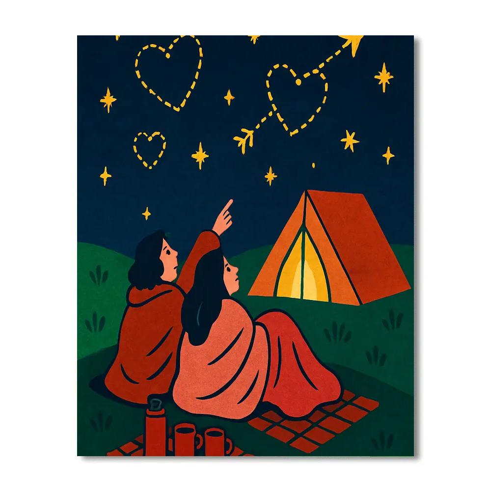 Valentines Day Stargazer Hilltop Campout painting number kit