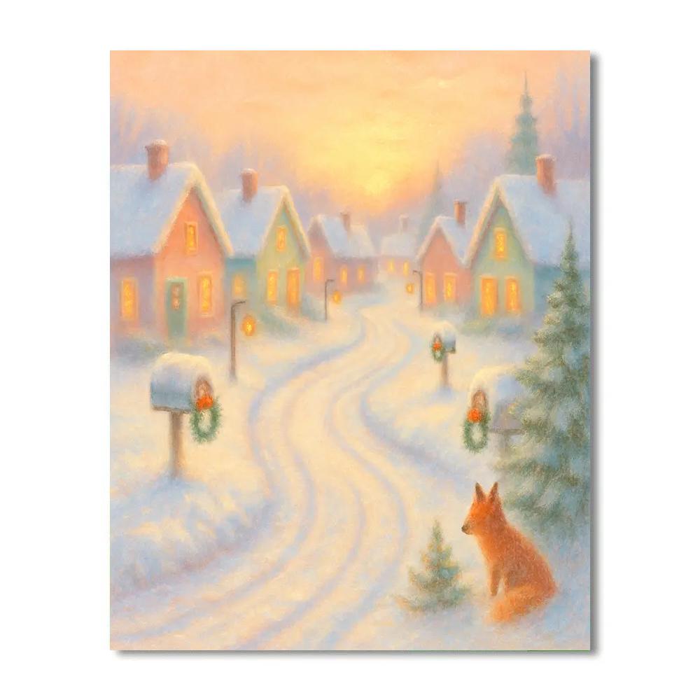 North Pole Post Road Sunrise painting number kit
