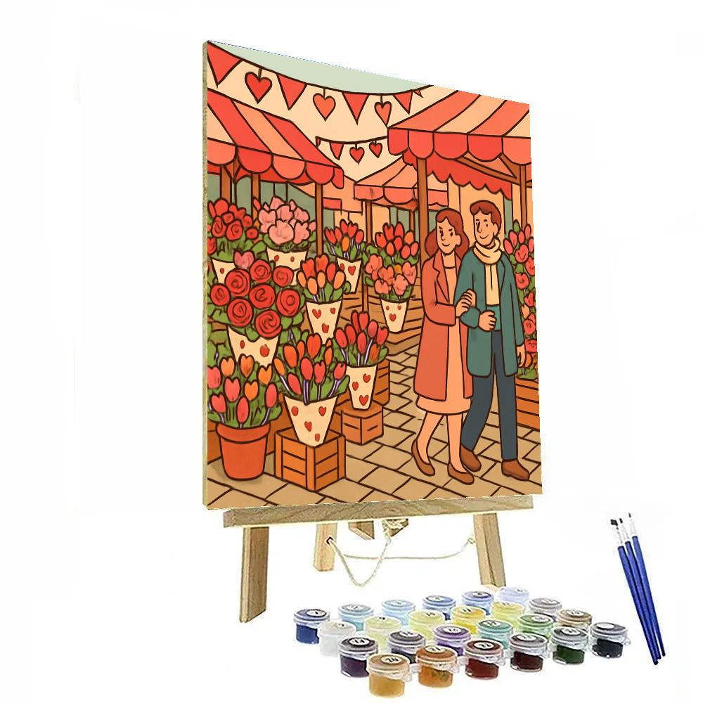 Valentines Day Flower Market Morning Stroll DIY paint by numbers