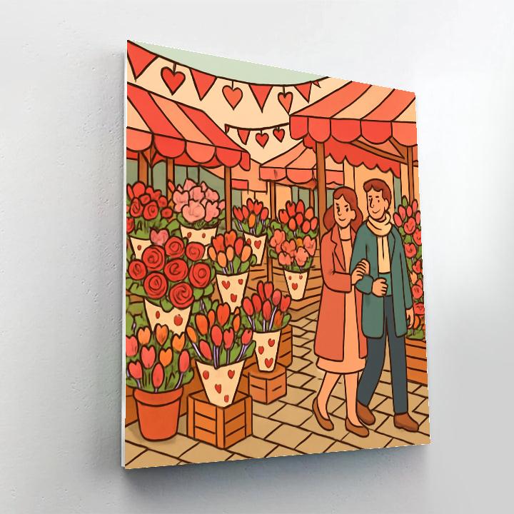 Valentines Day Flower Market Morning Stroll DIY paint by numbers