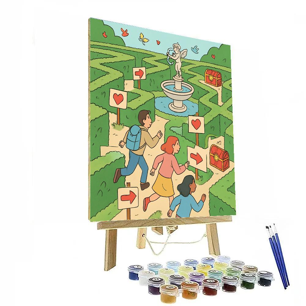 Garden Maze Valentines Day Treasure Hunt Paint by numbers art