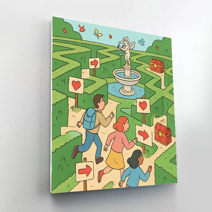 Garden Maze Valentines Day Treasure Hunt Paint by numbers art