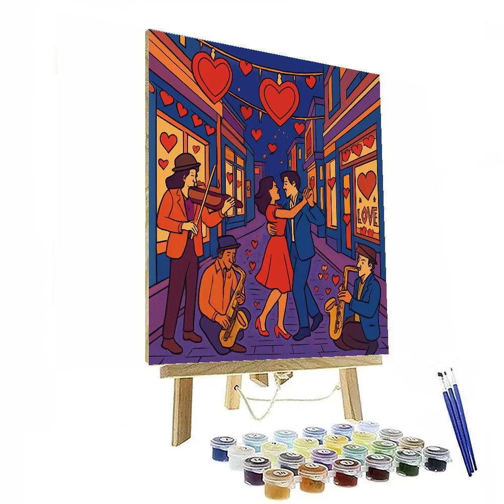 City Street Buskers Valentines Day Serenade DIY paint by numbers