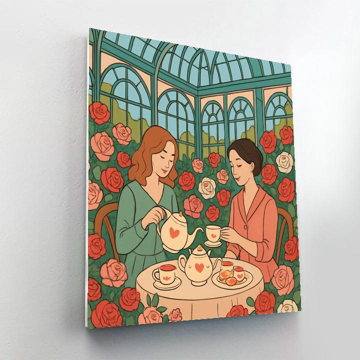 Valentines Day Tea Party In The Rose Conservatory Paint by numbers art