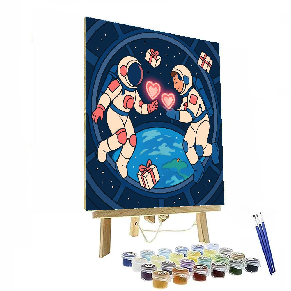 Space Station Valentines Day Stargram Delivery Painting by numbers kit