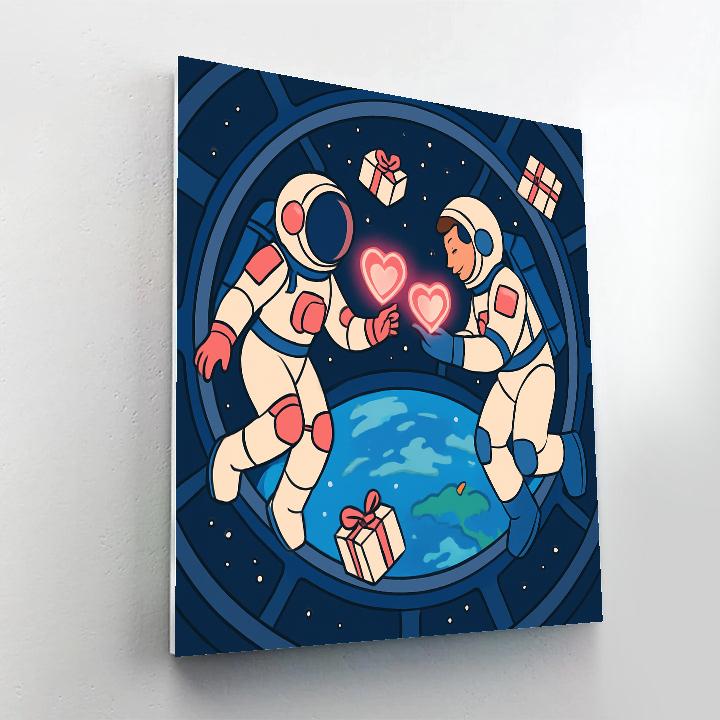 Space Station Valentines Day Stargram Delivery Painting by numbers kit