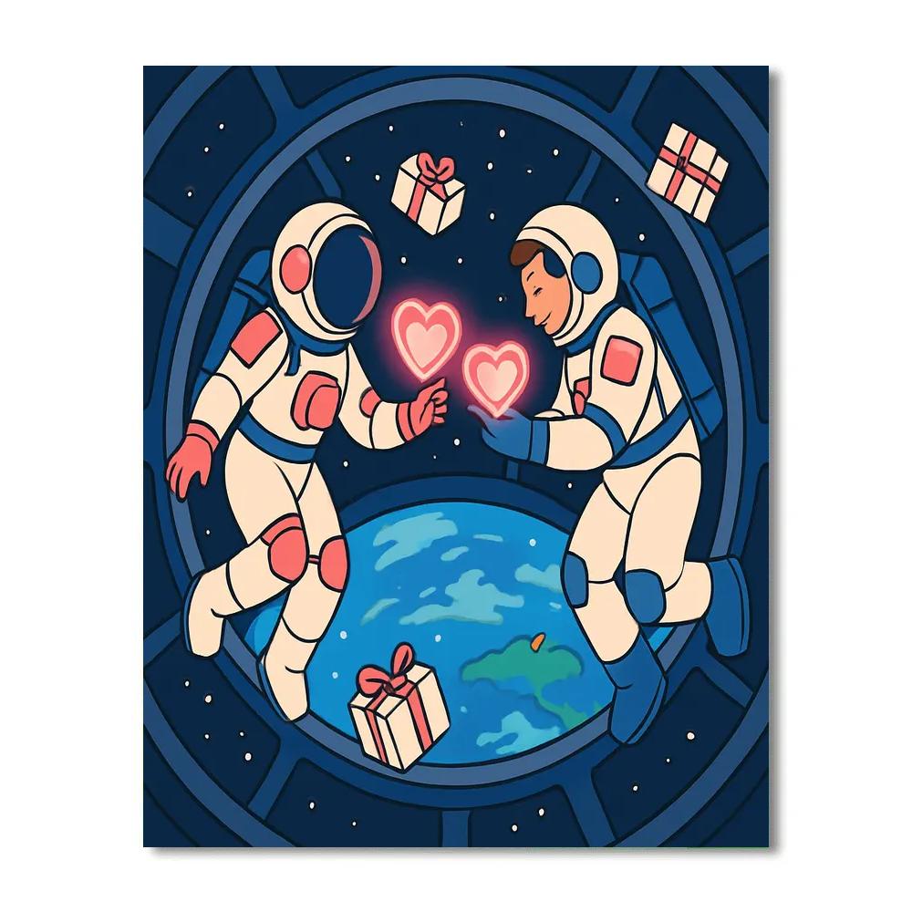 Space Station Valentines Day Stargram Delivery Painting by numbers kit